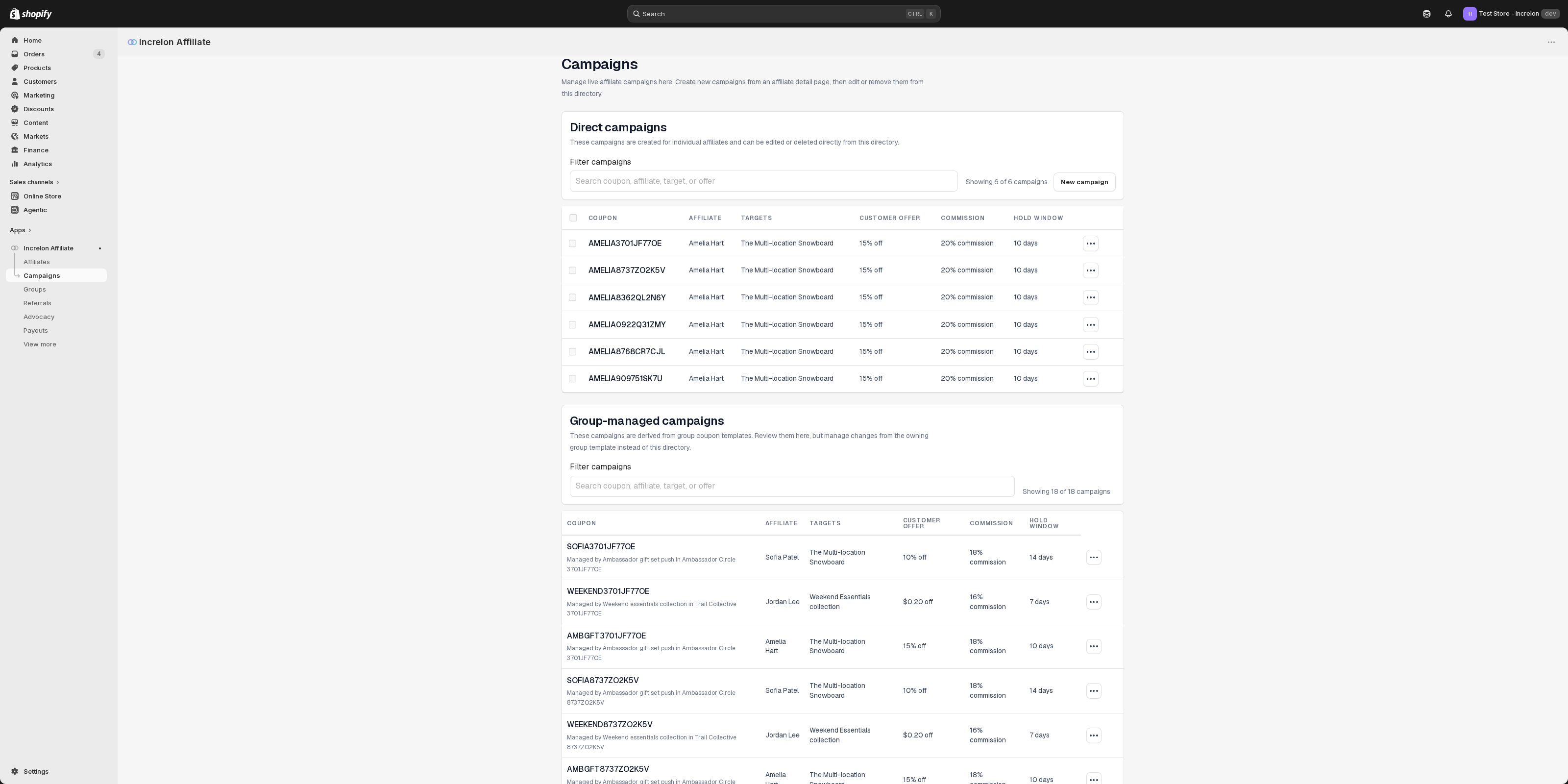 Campaign directory listing direct and group-managed campaigns